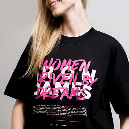 TSHIRT NERA - WOMEN DRIVEN BY DREAMS